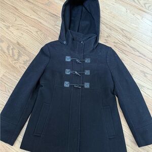 Michael Kors Black Hooded Pea Coat